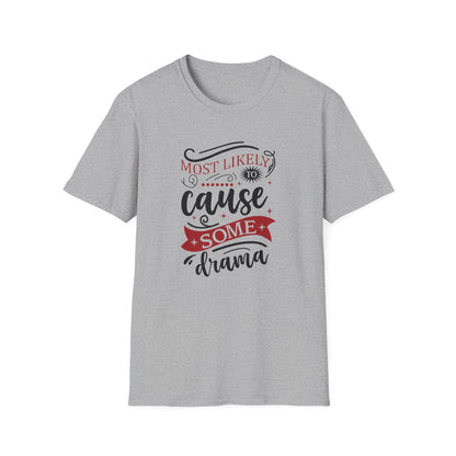 natural-coloured tee with drama christmas graphic for family gift