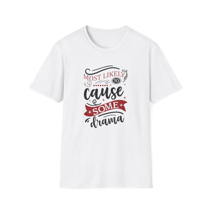 light blue t-shirt with bold festive humour slogan