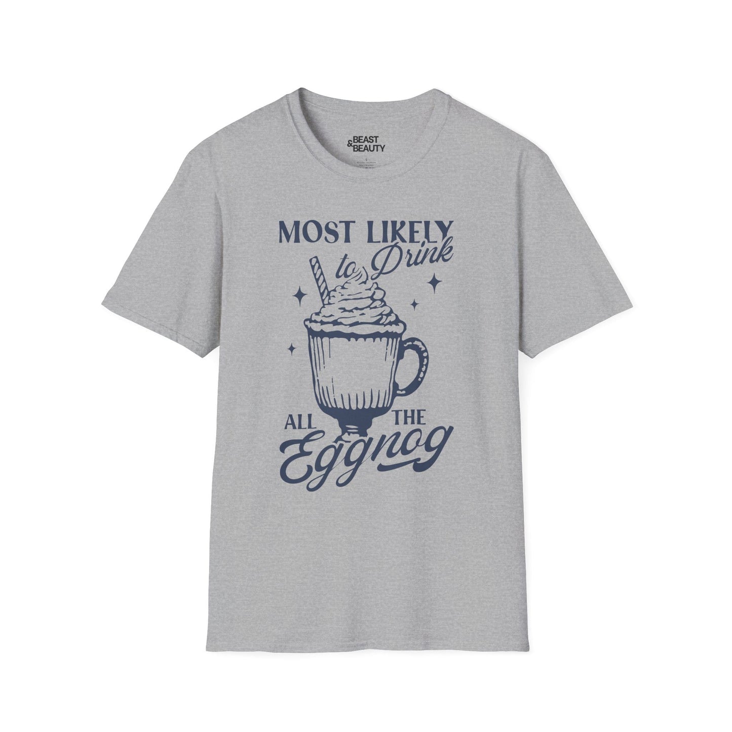 most likely to drink all the eggnog christmas t-shirt sport grey t-shirt Christmas gift idea