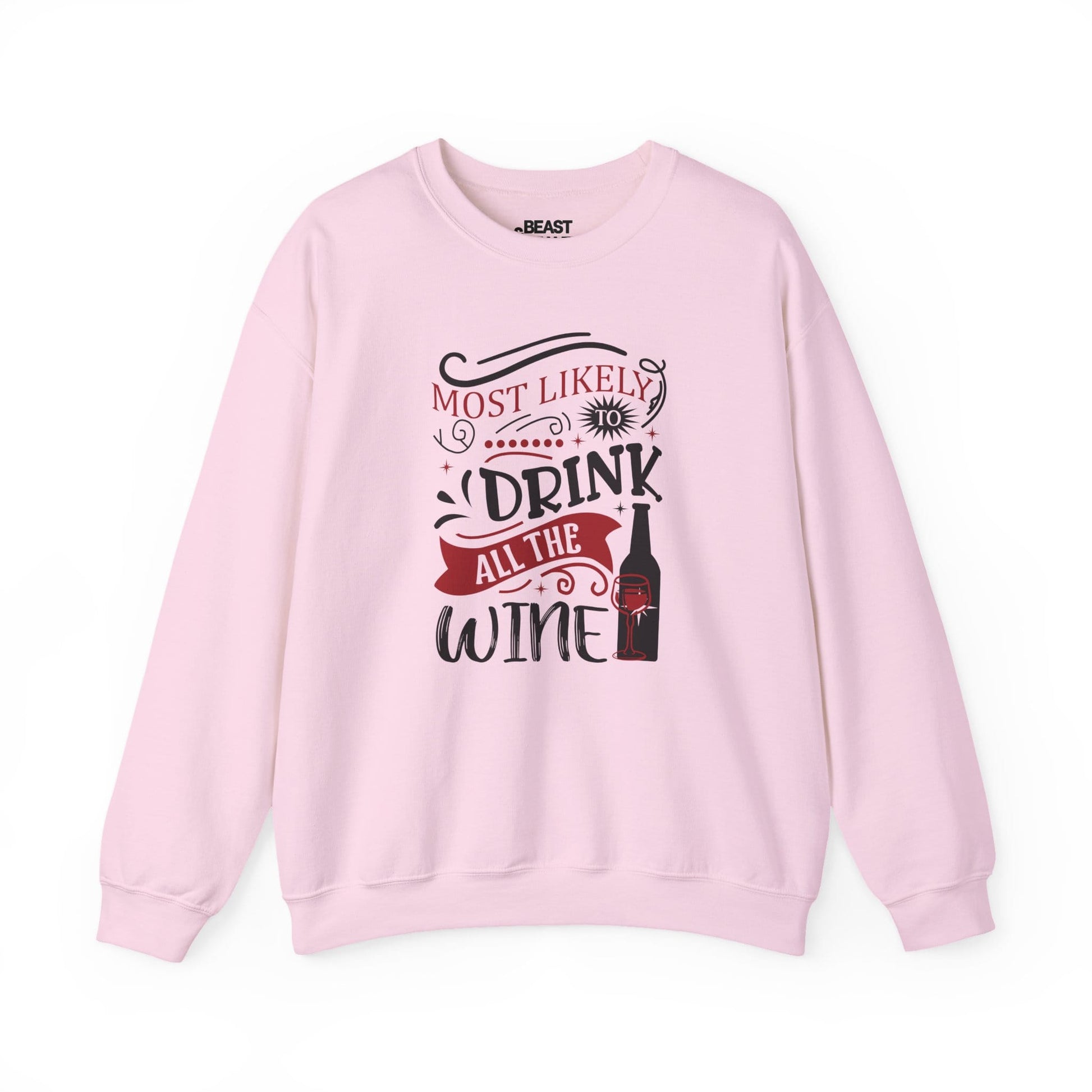 most likely to drink all the wine christmas sweatshirt light pink sweatshirt Christmas gift idea