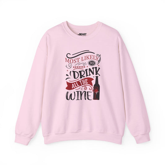 most likely to drink all the wine christmas sweatshirt light pink sweatshirt Christmas gift idea