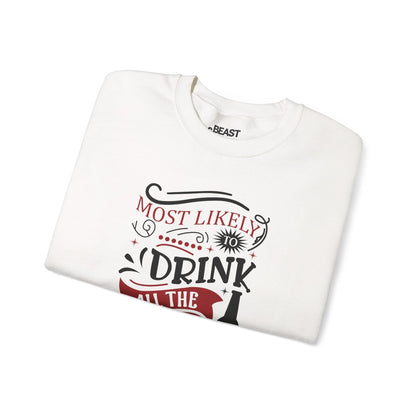 most likely to drink all the wine christmas sweatshirt sweatshirt Christmas gift idea image 4