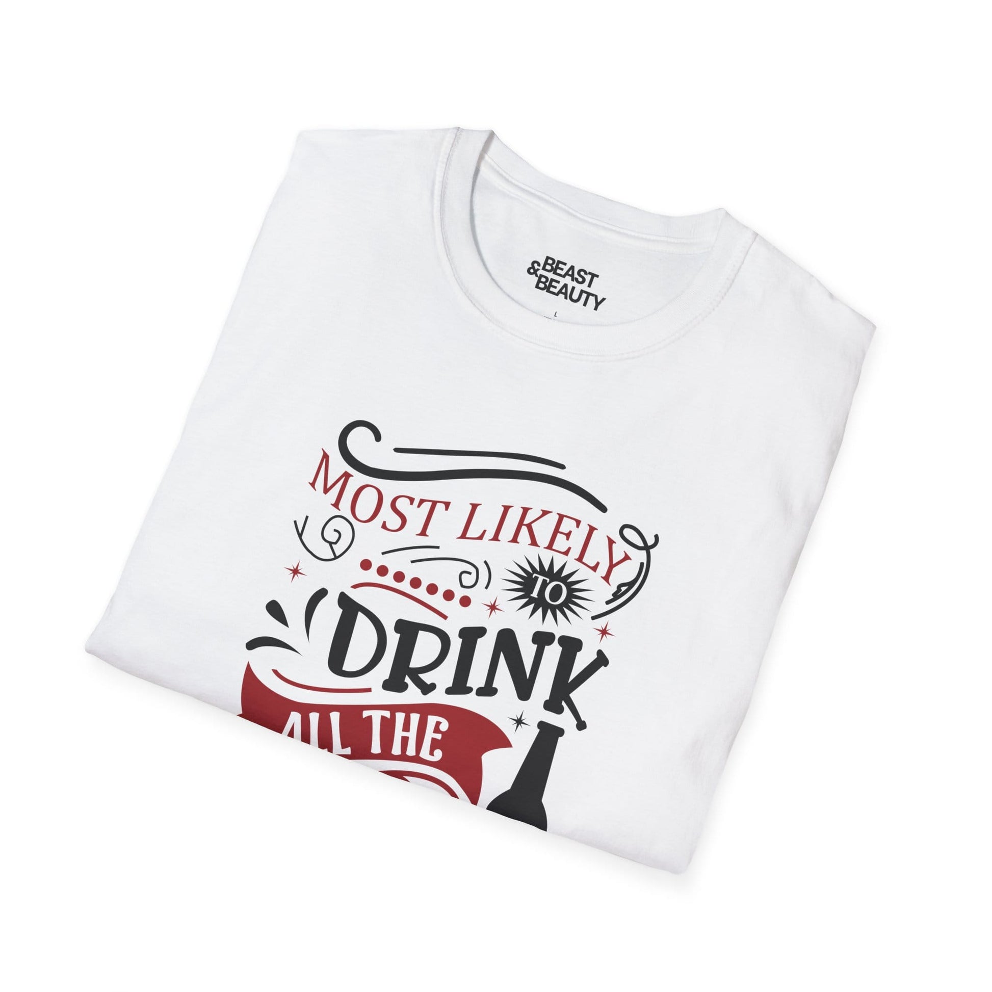 Most Likely to Drink All the Wine Christmas T-Shirt t-shirt product image 6 from Beast and Beauty