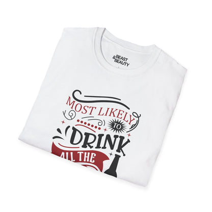 Most Likely to Drink All the Wine Christmas T-Shirt t-shirt product image 6 from Beast and Beauty