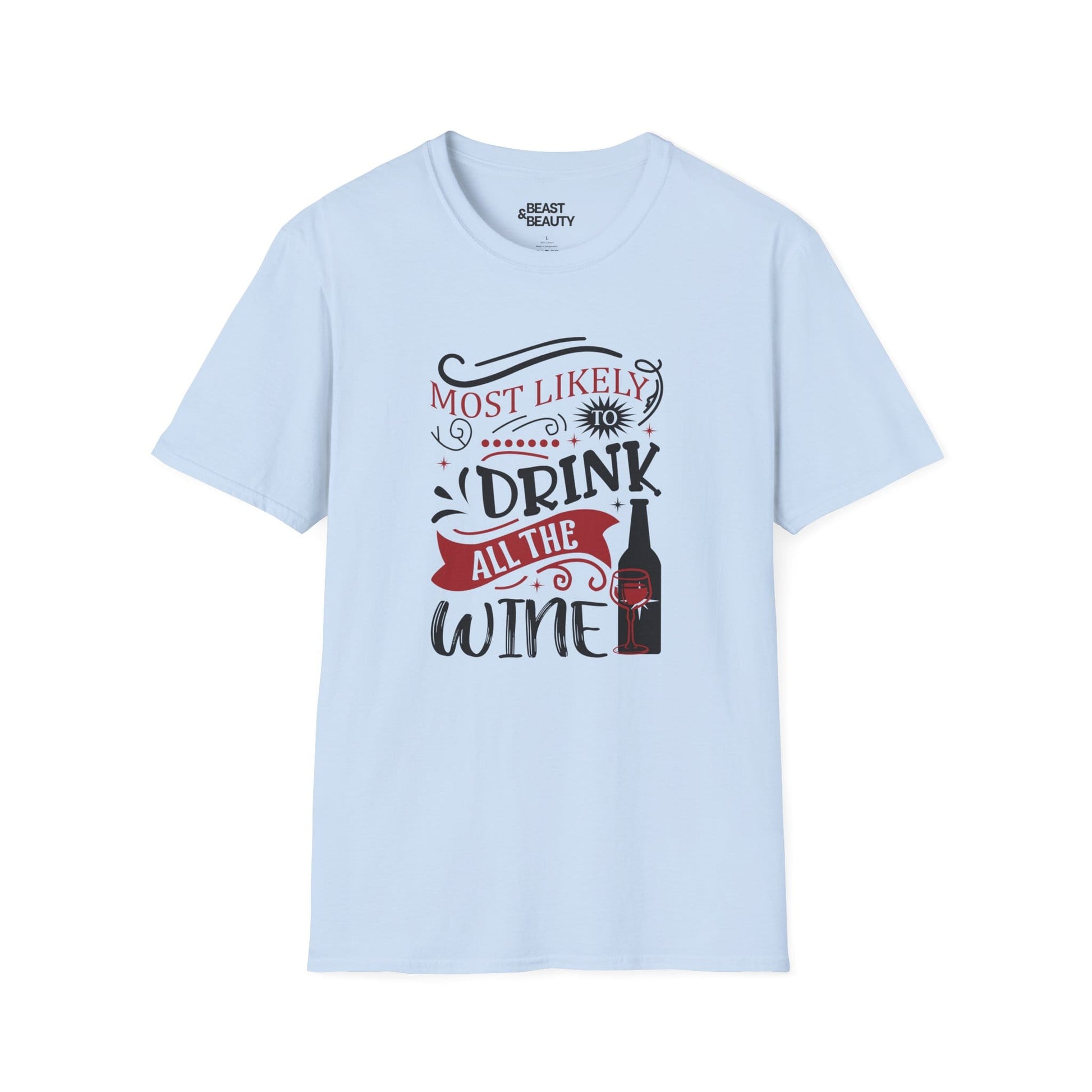 Most Likely to Drink All the Wine Christmas T-Shirt t-shirt product image 4 from Beast and Beauty