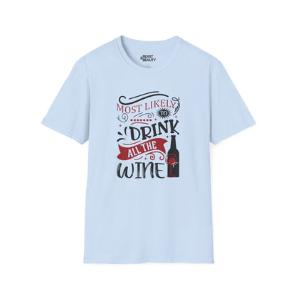 Most Likely to Drink All the Wine Christmas T-Shirt t-shirt product image 4 from Beast and Beauty