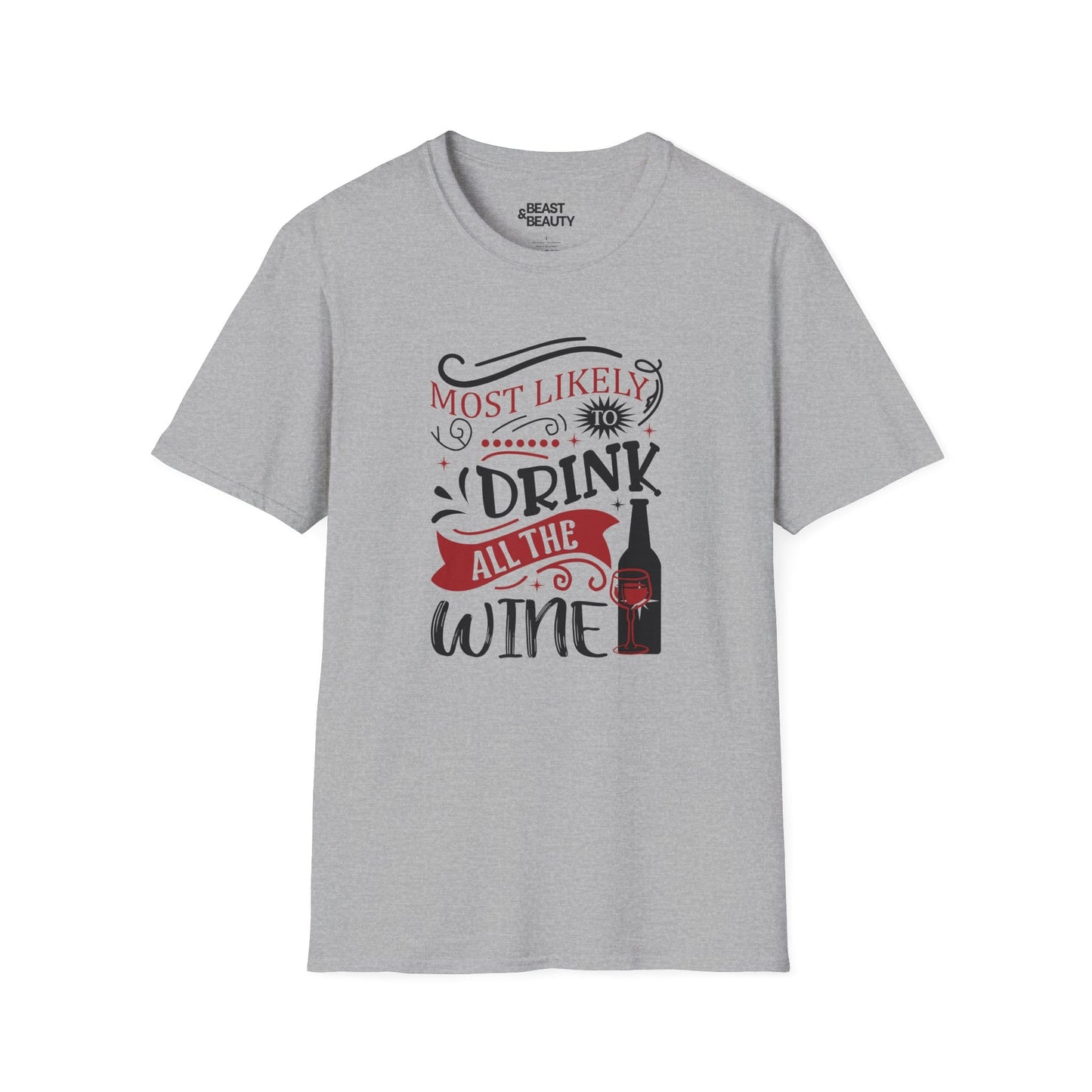 Most Likely to Drink All the Wine Christmas T-Shirt t-shirt product image 3 from Beast and Beauty