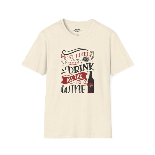 Most Likely to Drink All the Wine Christmas T-Shirt t-shirt product image 2 from Beast and Beauty