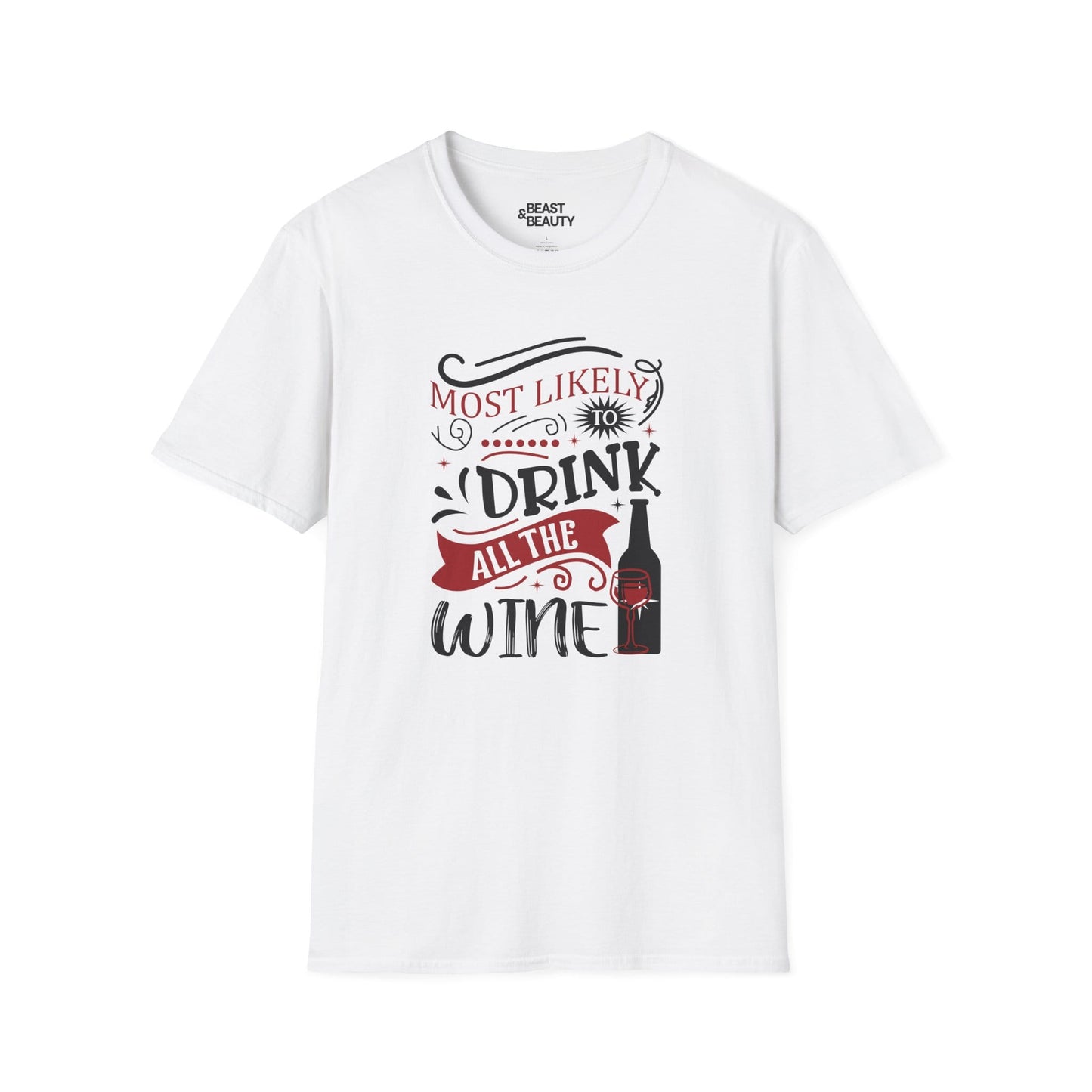 Most Likely to Drink All the Wine Christmas T-Shirt t-shirt product image 1 from Beast and Beauty