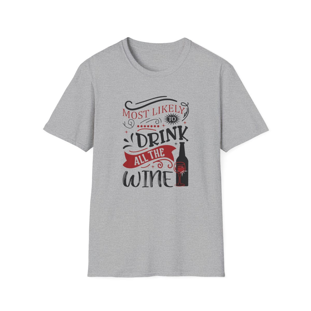 Most Likely to Drink All the Wine Christmas T-Shirt - funny t-shirt by Cheeky Business