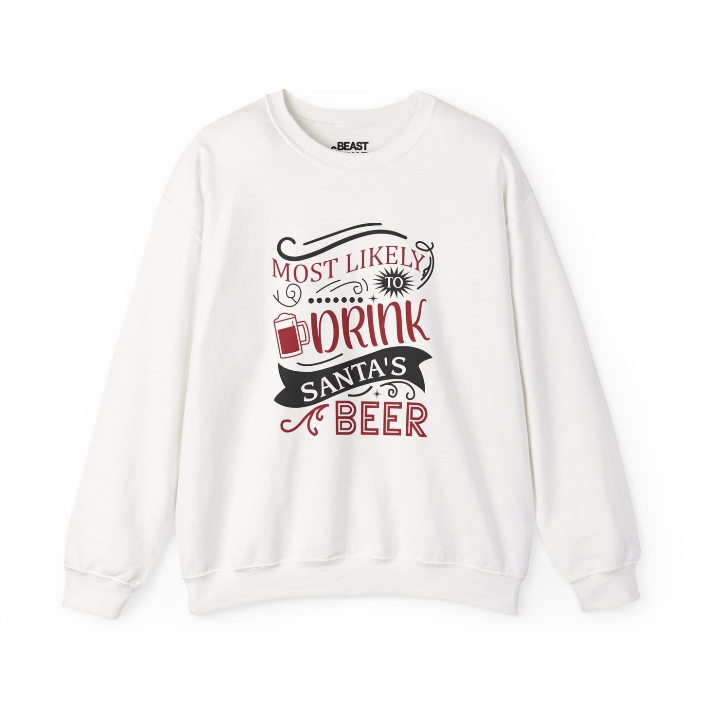 most likely to drink santa s beer christmas sweatshirt white sweatshirt Christmas gift idea
