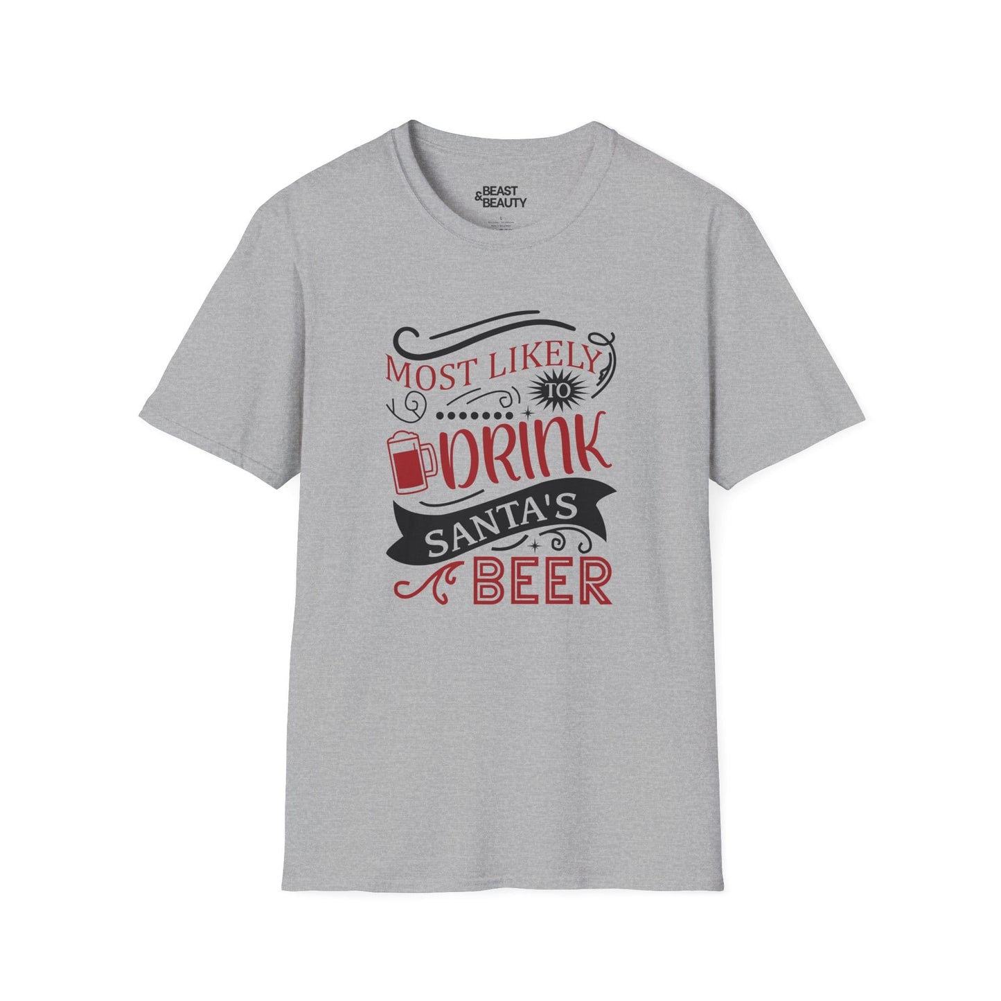 most likely to drink santa s beer christmas t-shirt sport grey t-shirt Christmas gift idea
