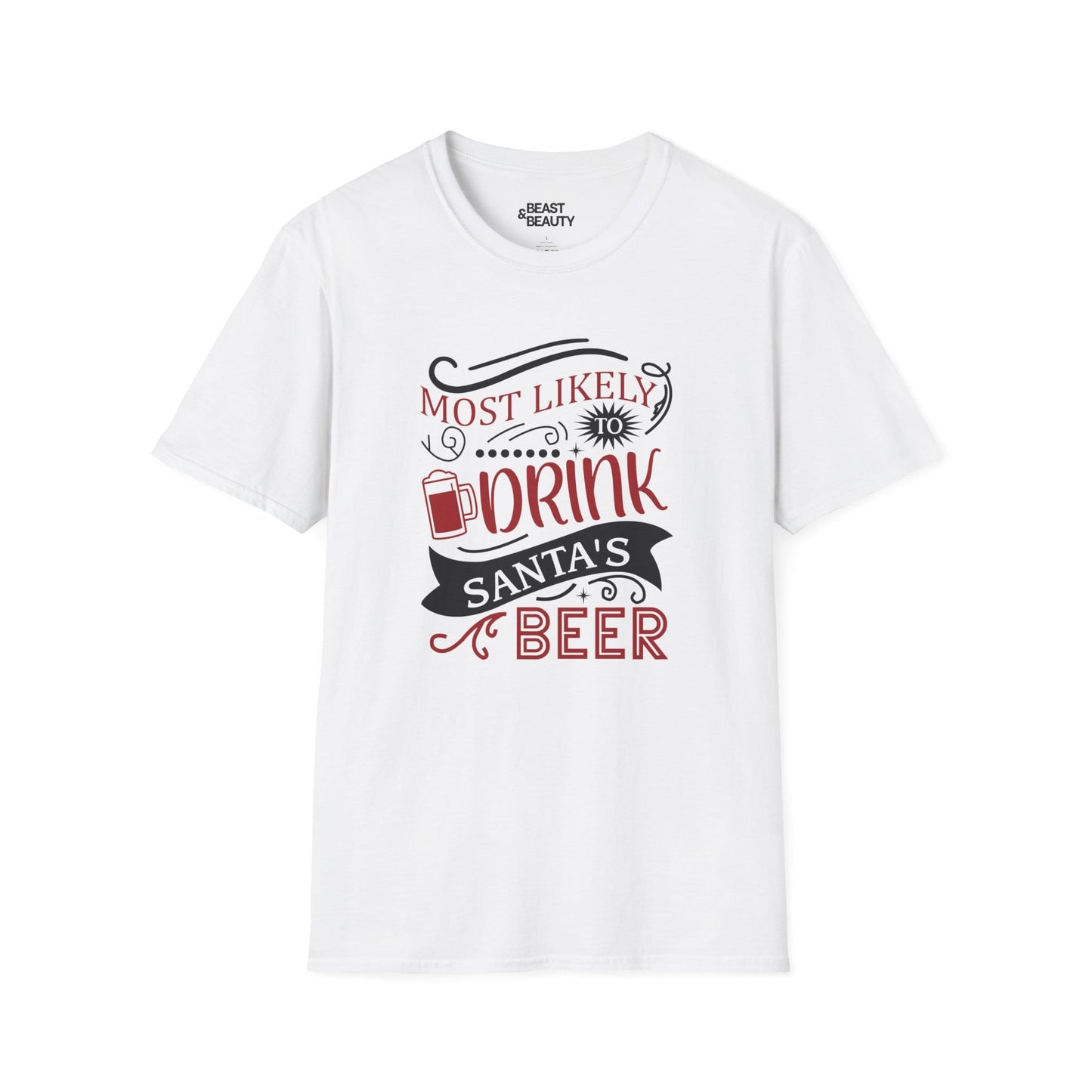 most likely to drink santa s beer christmas t-shirt white t-shirt Christmas gift idea