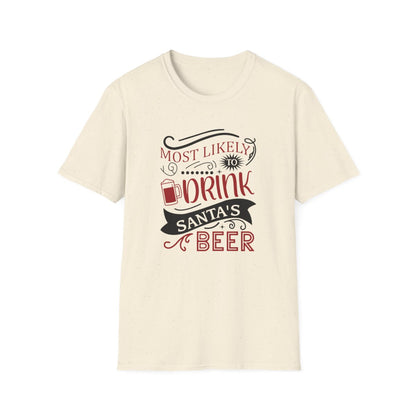 sport grey t-shirt with bold santa beer graphic for festive party wear