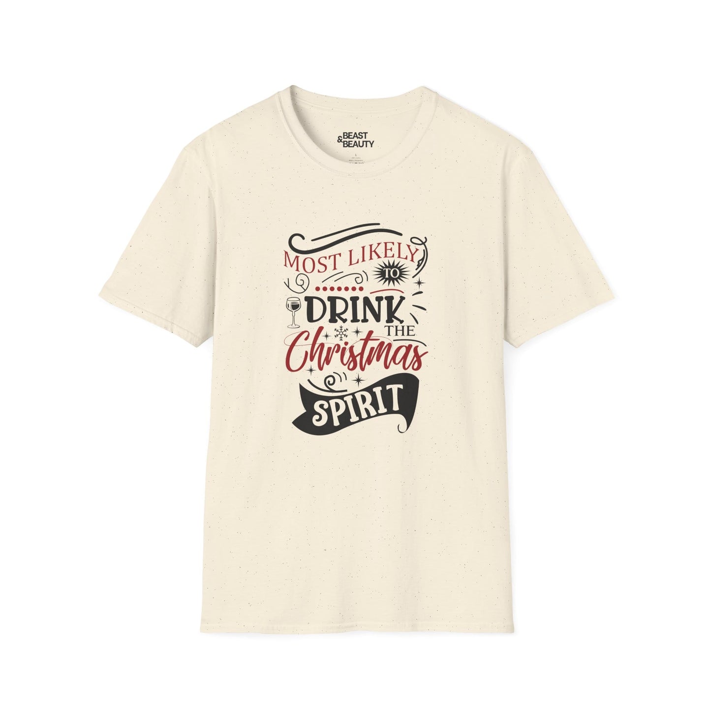 Most Likely to Drink the Christmas Spirit T-Shirt t-shirt product image 4 from Beast and Beauty