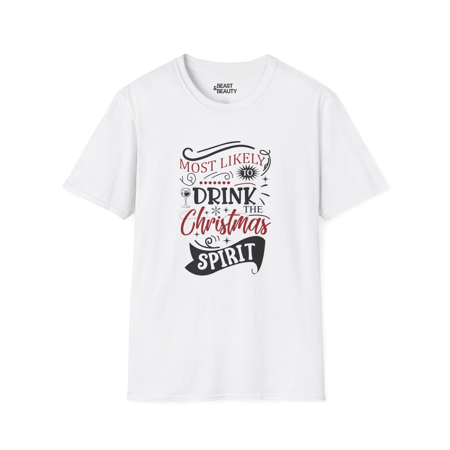 Most Likely to Drink the Christmas Spirit T-Shirt t-shirt product image 3 from Beast and Beauty