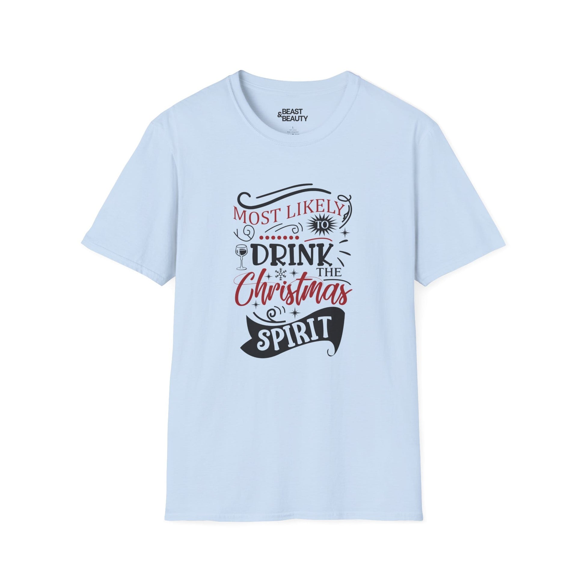 Most Likely to Drink the Christmas Spirit T-Shirt t-shirt product image 2 from Beast and Beauty
