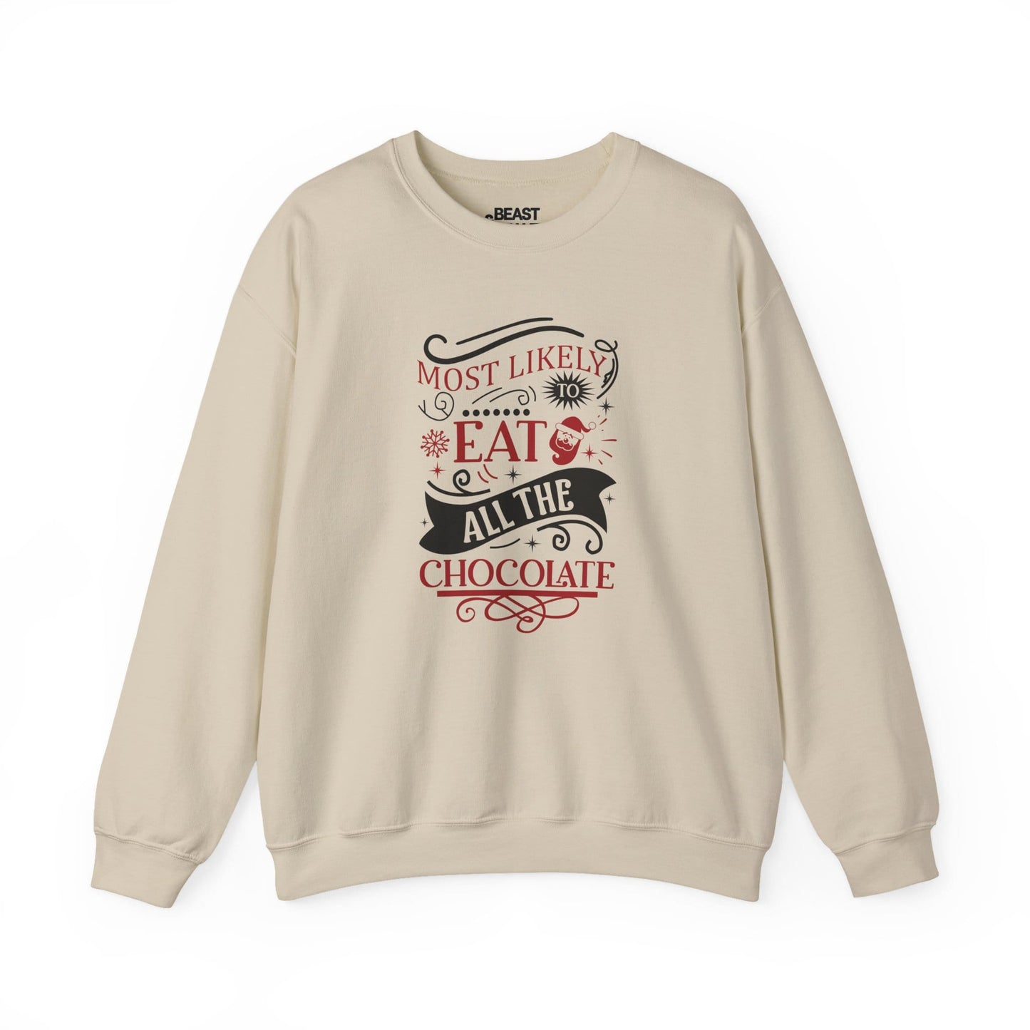 most likely to eat all the chocolate christmas sweatshirt sand sweatshirt Christmas gift idea