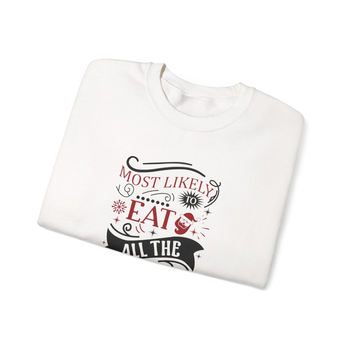 chocolate Christmas sweatshirt close-up showing bold printed slogan detail