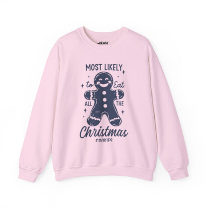 most likely to eat all the christmas cookies sweatshirt light pink sweatshirt Christmas gift idea