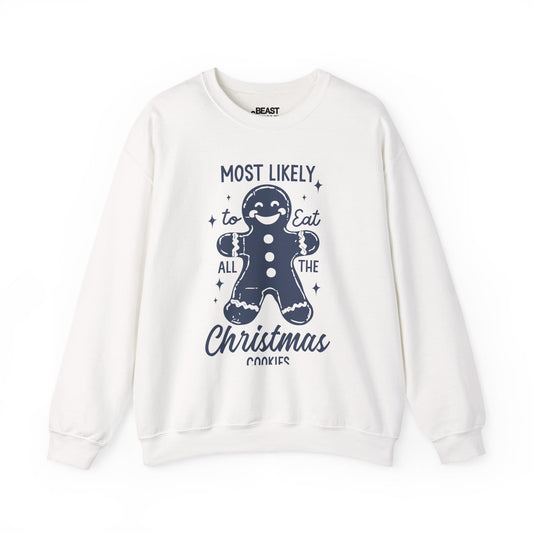 most likely to eat all the christmas cookies sweatshirt white sweatshirt Christmas gift idea