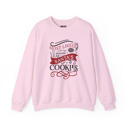 most likely to eat santa s cookies christmas sweatshirt light pink sweatshirt Christmas gift idea