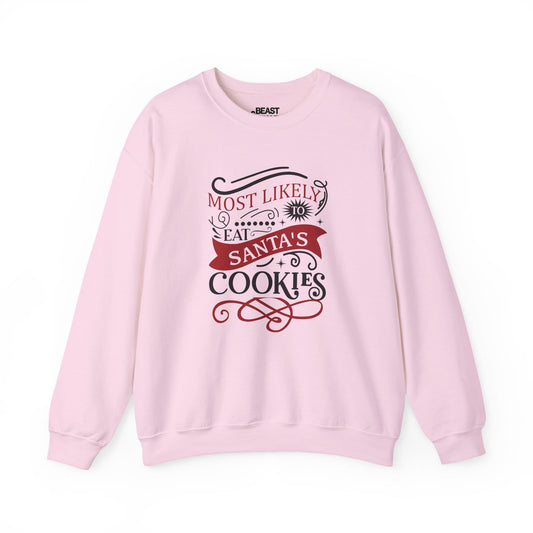 most likely to eat santa s cookies christmas sweatshirt light pink sweatshirt Christmas gift idea