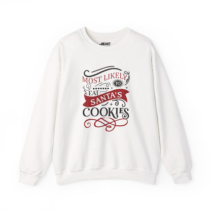 most likely to eat santa s cookies christmas sweatshirt white sweatshirt Christmas gift idea