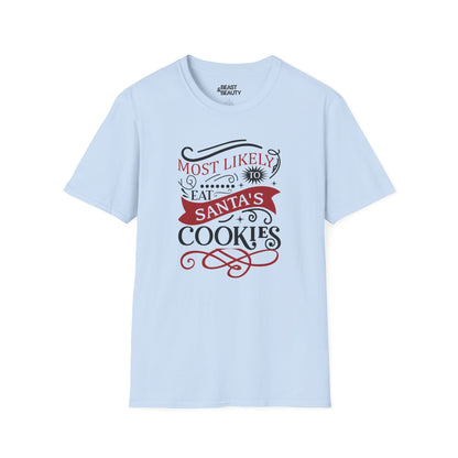 most likely to eat santa s cookies christmas t-shirt light blue t-shirt Christmas gift idea