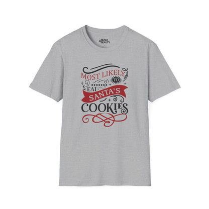 most likely to eat santa s cookies christmas t-shirt sport grey t-shirt Christmas gift idea