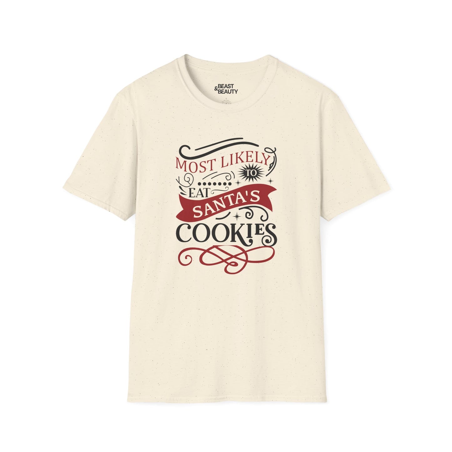 most likely to eat santa s cookies christmas t-shirt natural t-shirt Christmas gift idea