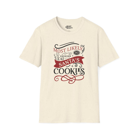 most likely to eat santa s cookies christmas t-shirt natural t-shirt Christmas gift idea