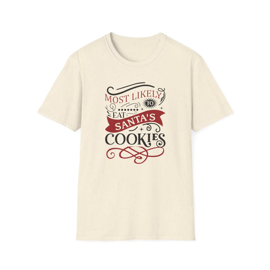 Most Likely to Eat Santa’s Cookies Christmas T-Shirt - funny t-shirt by Cheeky Business