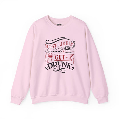 most likely to get drunk christmas sweatshirt light pink sweatshirt Christmas gift idea