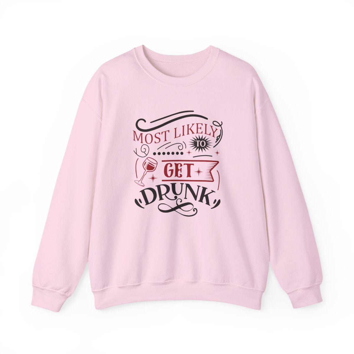 sand sweatshirt with most likely to get drunk christmas graphic print