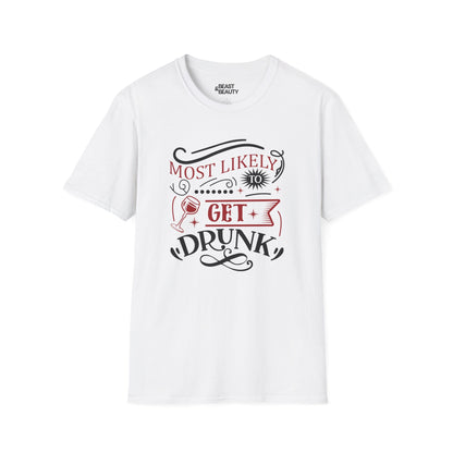 most likely to get drunk christmas t-shirt white t-shirt Christmas gift idea