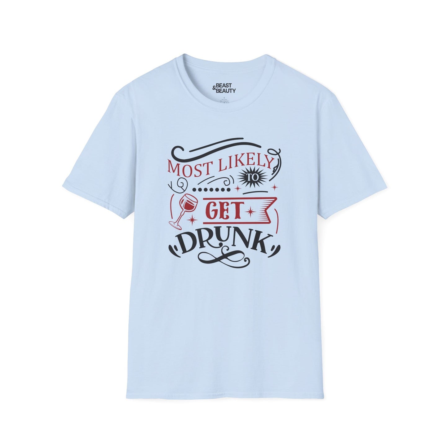 most likely to get drunk christmas t-shirt light blue t-shirt Christmas gift idea