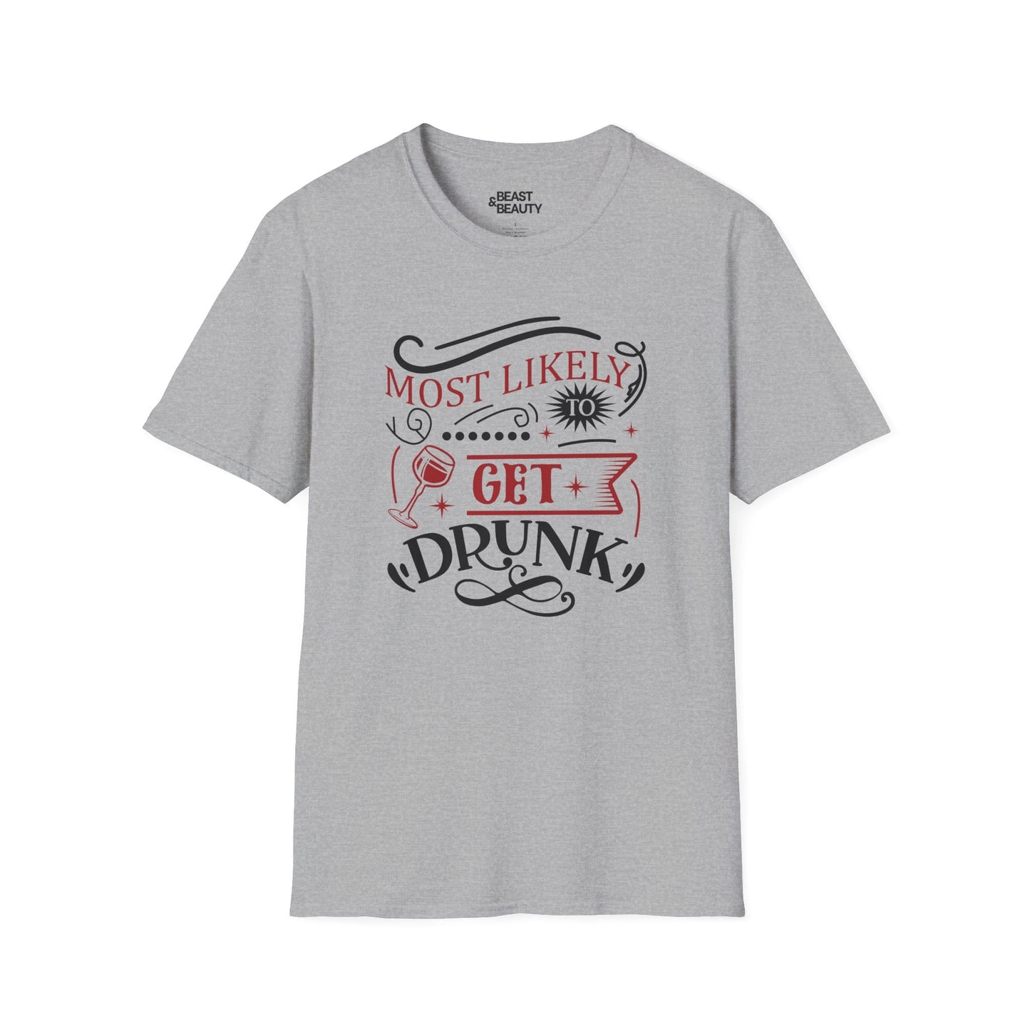 most likely to get drunk christmas t-shirt sport grey t-shirt Christmas gift idea