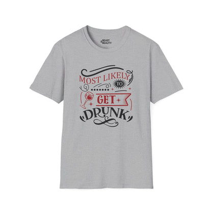 most likely to get drunk christmas t-shirt sport grey t-shirt Christmas gift idea