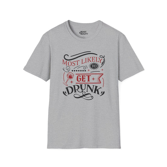 most likely to get drunk christmas t-shirt sport grey t-shirt Christmas gift idea