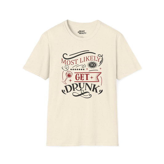 most likely to get drunk christmas t-shirt natural t-shirt Christmas gift idea