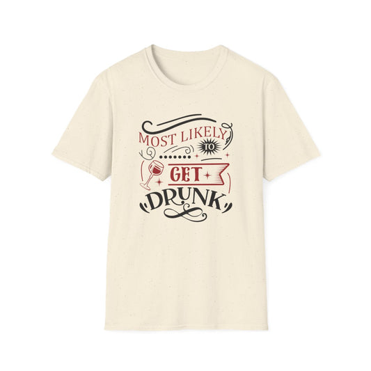 Most Likely to Get Drunk Christmas T-Shirt - funny t-shirt by Cheeky Business