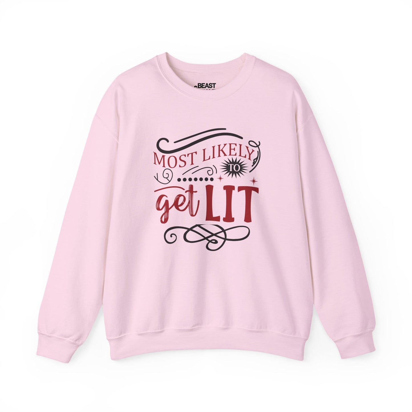 most likely to get lit christmas sweatshirt light pink sweatshirt Christmas gift idea
