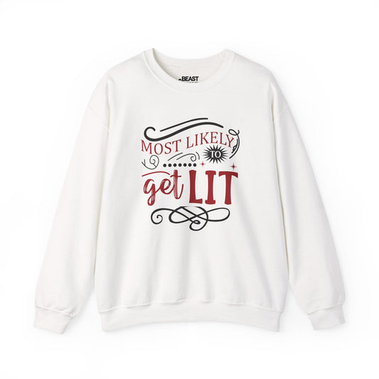 most likely to get lit christmas sweatshirt white sweatshirt Christmas gift idea