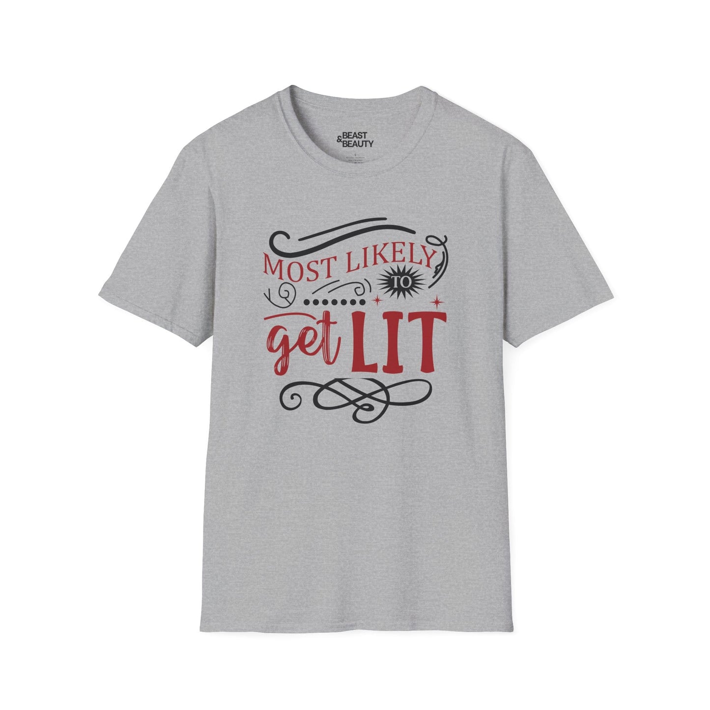 most likely to get lit christmas t-shirt sport grey t-shirt Christmas gift idea
