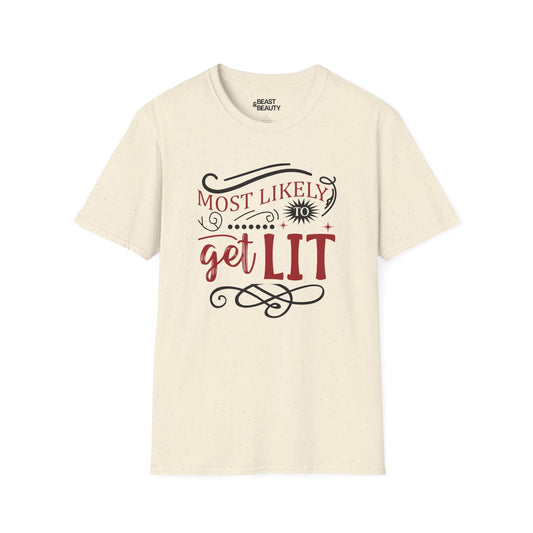 most likely to get lit christmas t-shirt natural t-shirt Christmas gift idea