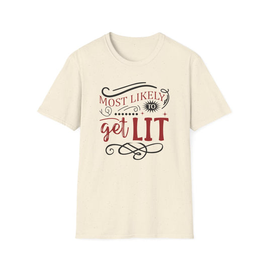 Most Likely to Get Lit Christmas T-Shirt - funny t-shirt by Cheeky Business