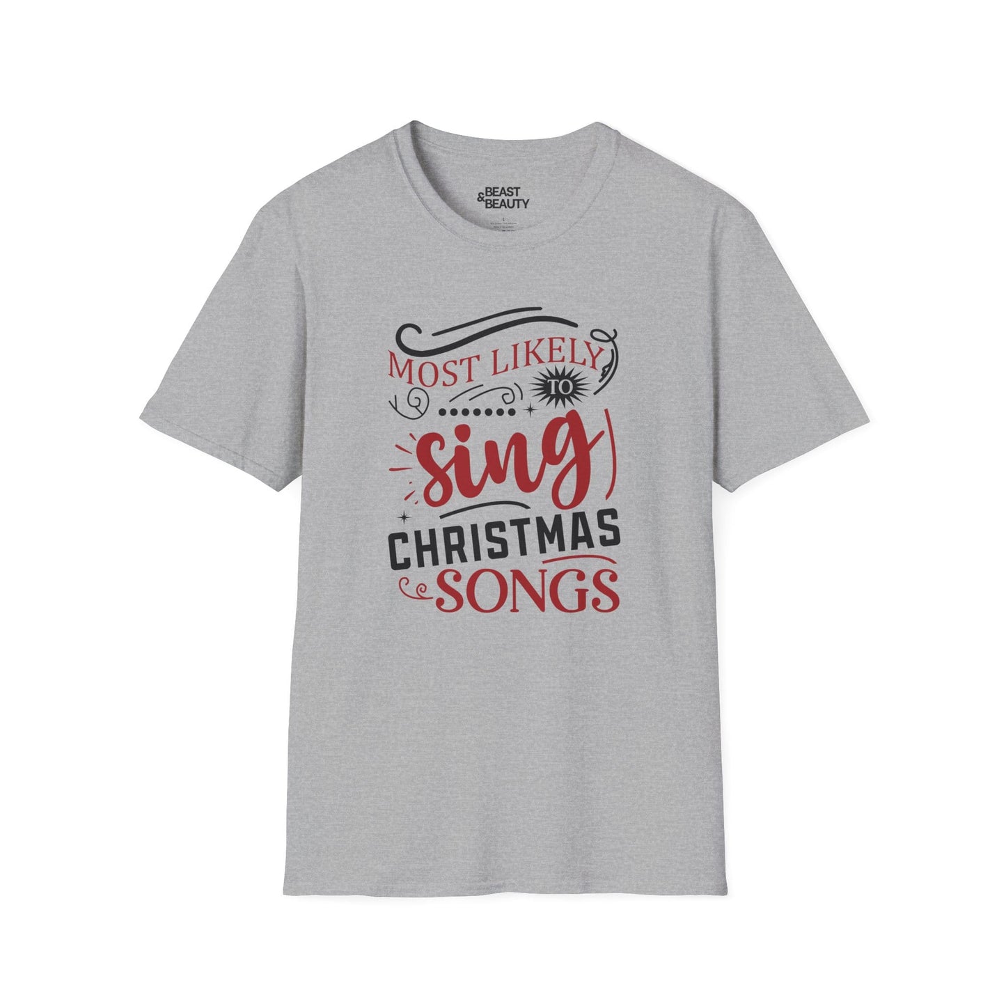 most likely to sing christmas songs t-shirt sport grey t-shirt Christmas gift idea