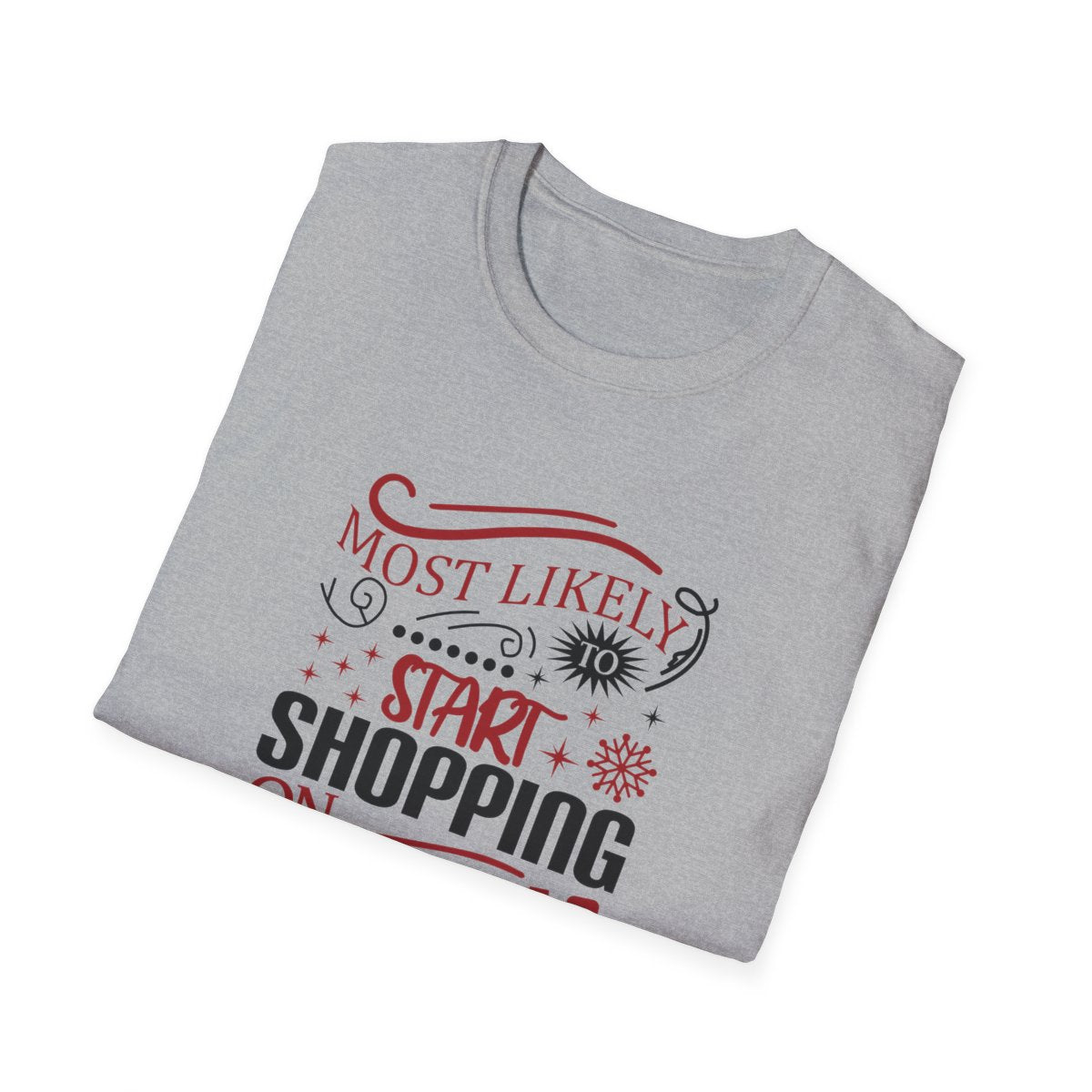 folded t-shirt in multiple colours showcasing christmas procrastinator design