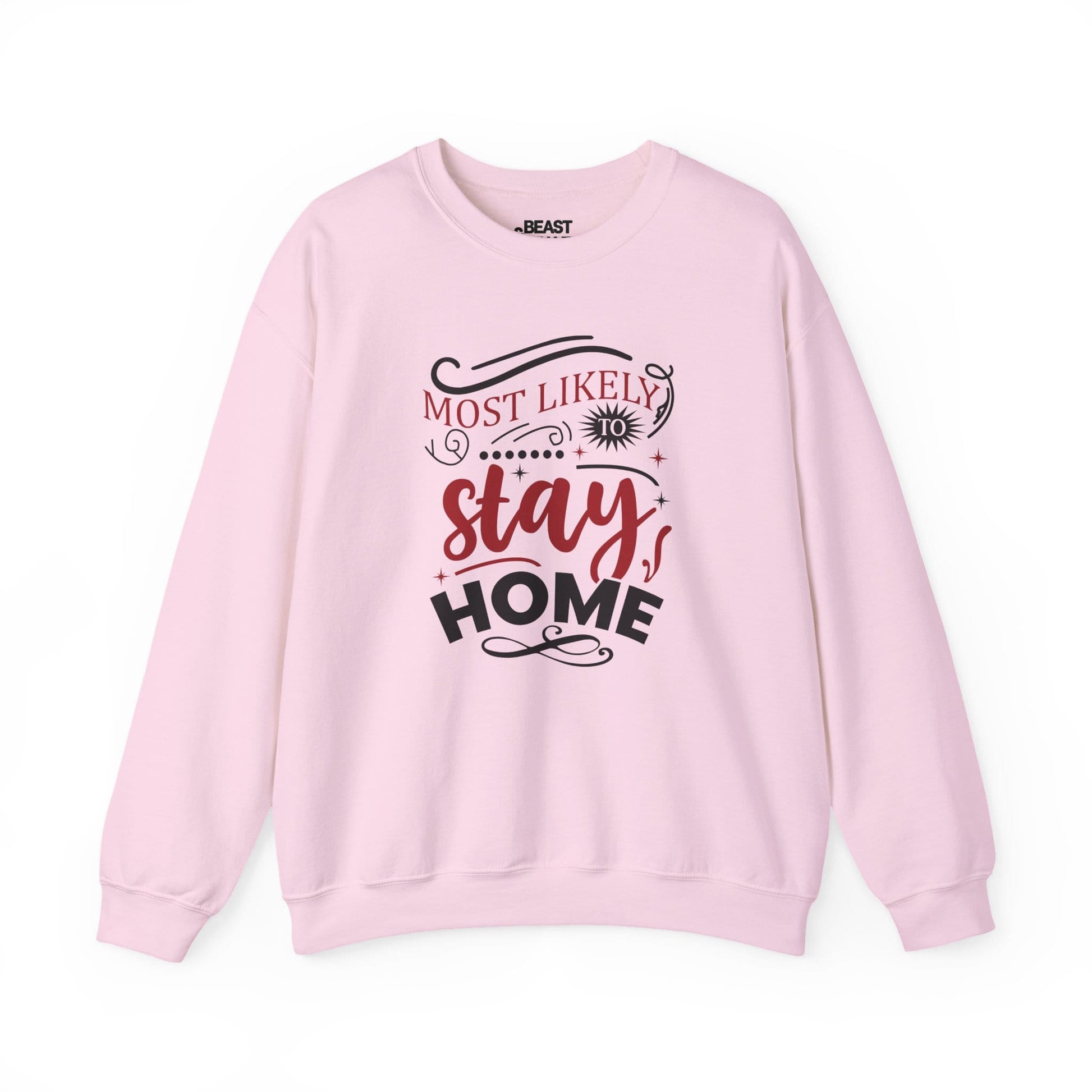 most likely to stay home christmas sweatshirt light pink sweatshirt Christmas gift idea